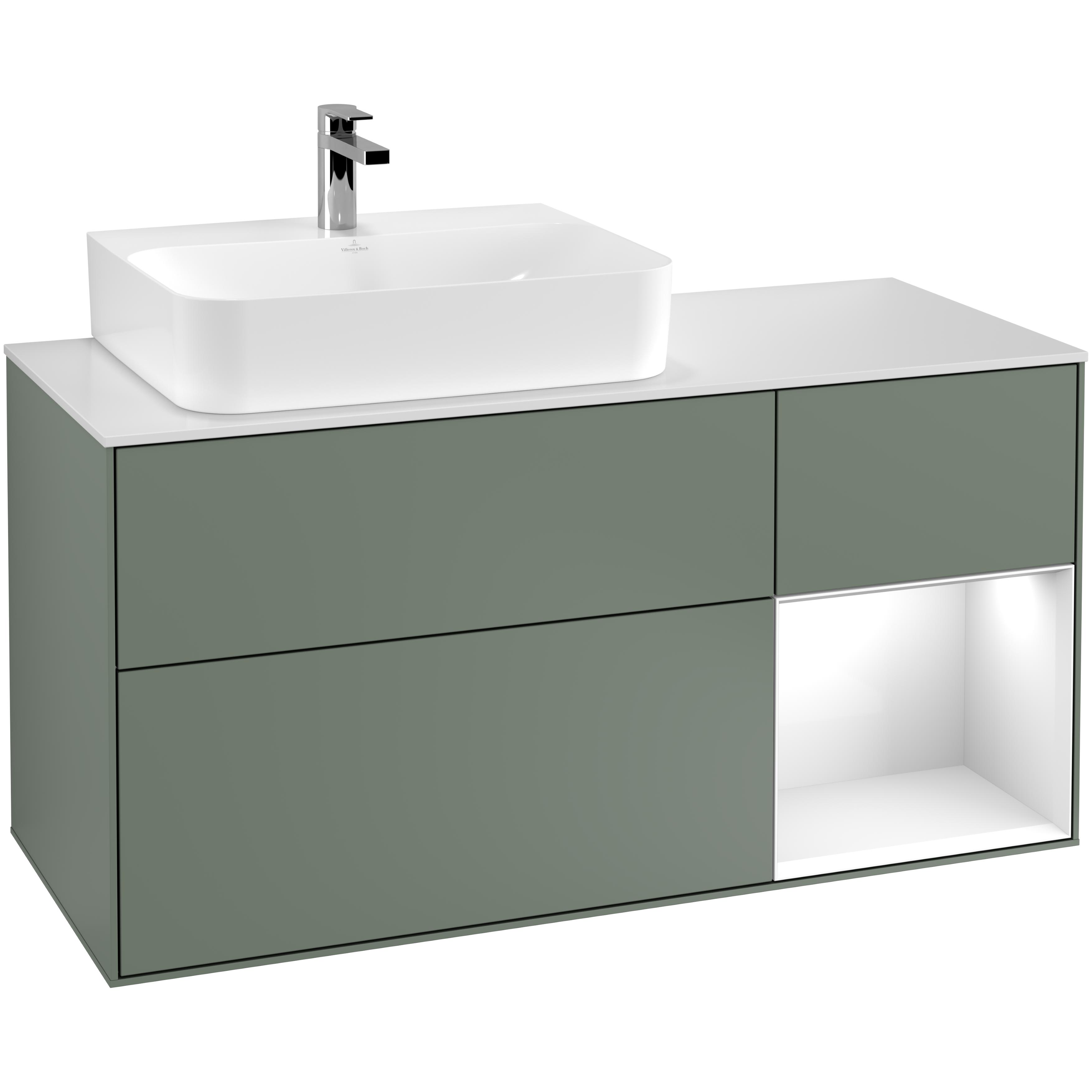 Tvättställsskåp Villeroy & Boch Finion med 3 Lådor Hylla och Bänkskiva för Ocentrerat Tvättställ