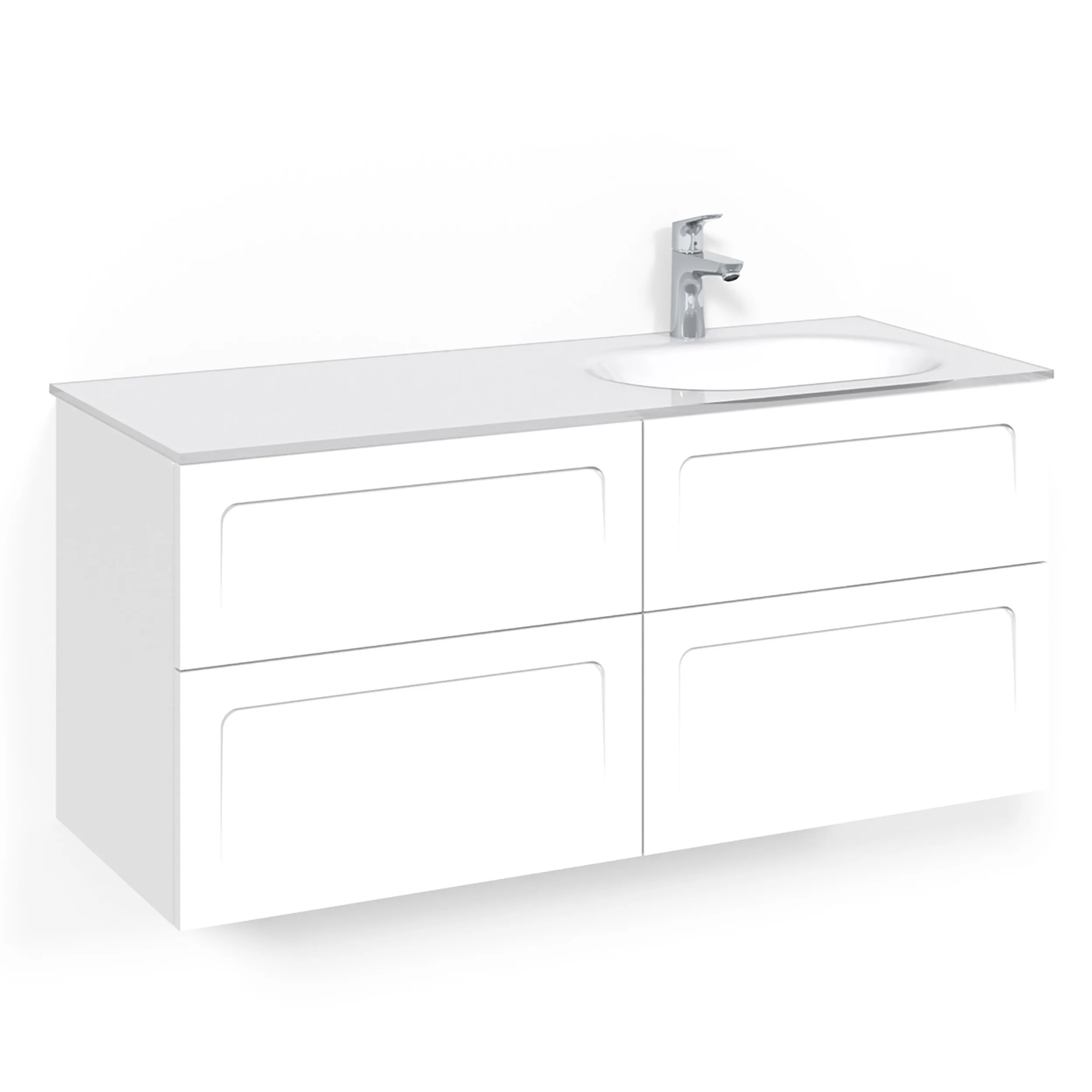 Macro Design Crown Kom 120x45D Vit Sh VGH Bredd: 1200 mm, Vit, Glastvättställ i vitt till höger