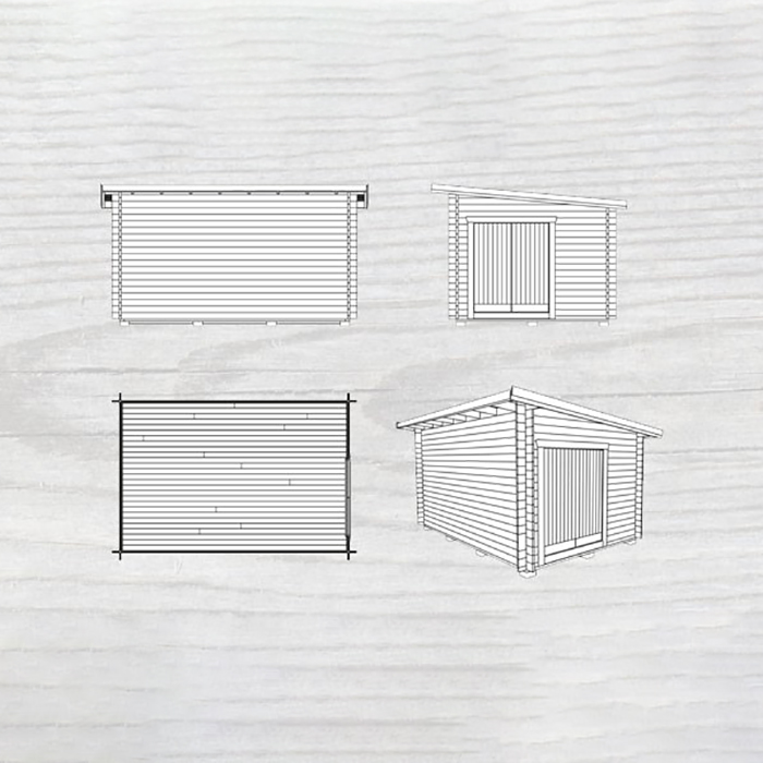 Friggebod Baseco Råvo Funkisbod 15 m² Timrad med Dubbeldörr