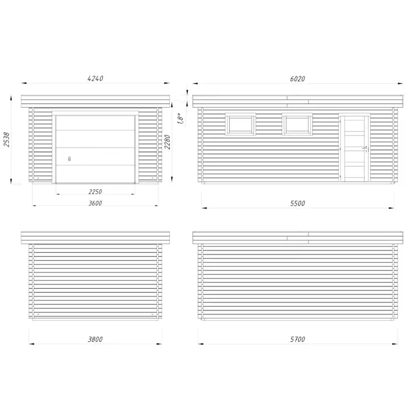 Garage Palmako Rasmus med Garageport 19,8 m2