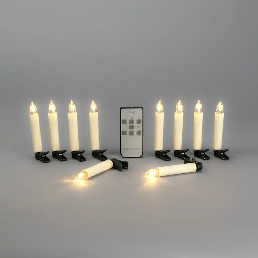 Julgransljus Gnosjö Konstsmide Basic 10st Batteridrivna Granljus LED m. Fjärrkontroll