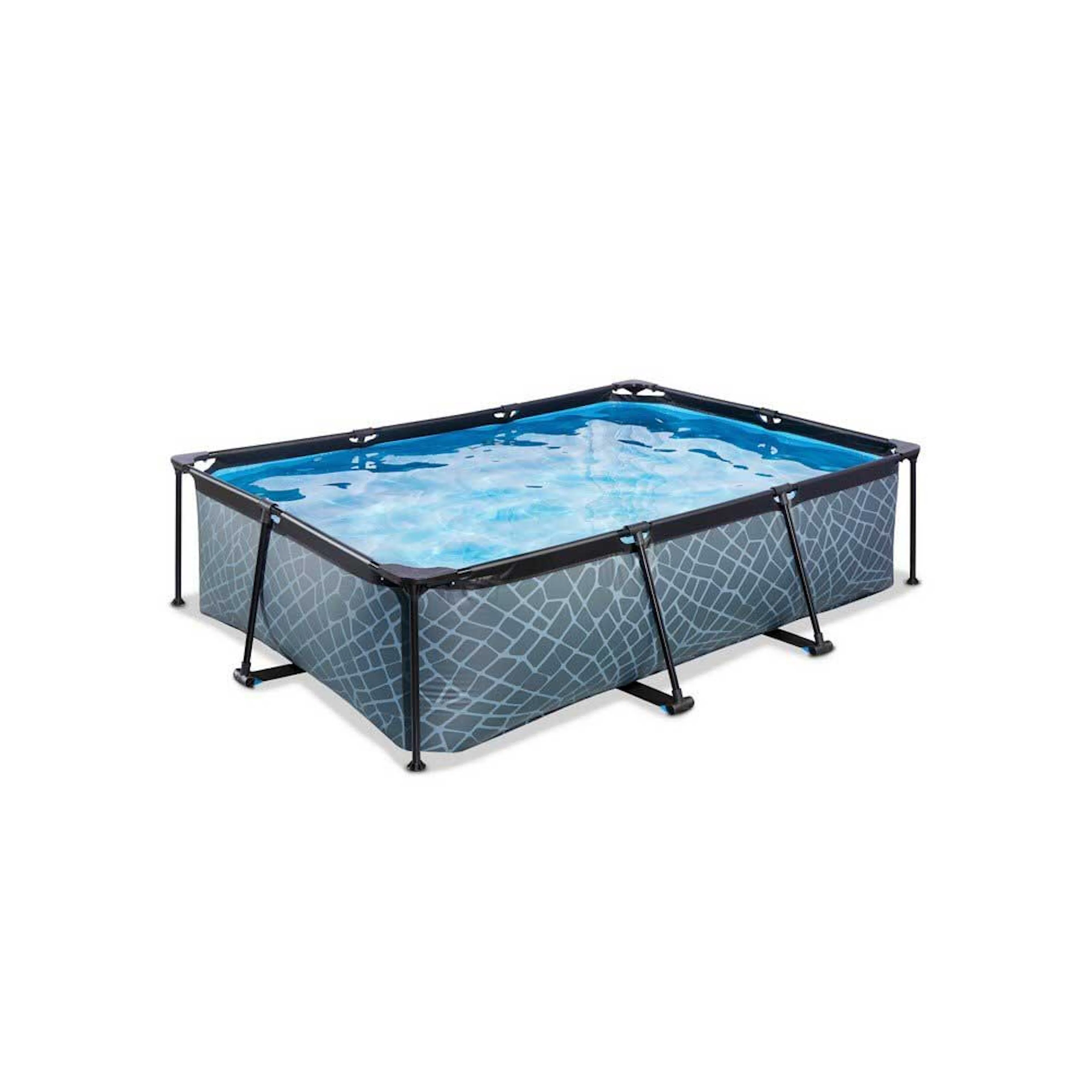 Pool 220x150x65cm med filterpump - Grå Grå