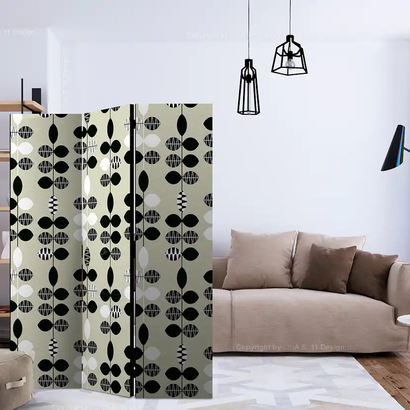 Rumsavdelare Skärmvägg Arkiio Black And White Dots 135x172 cm