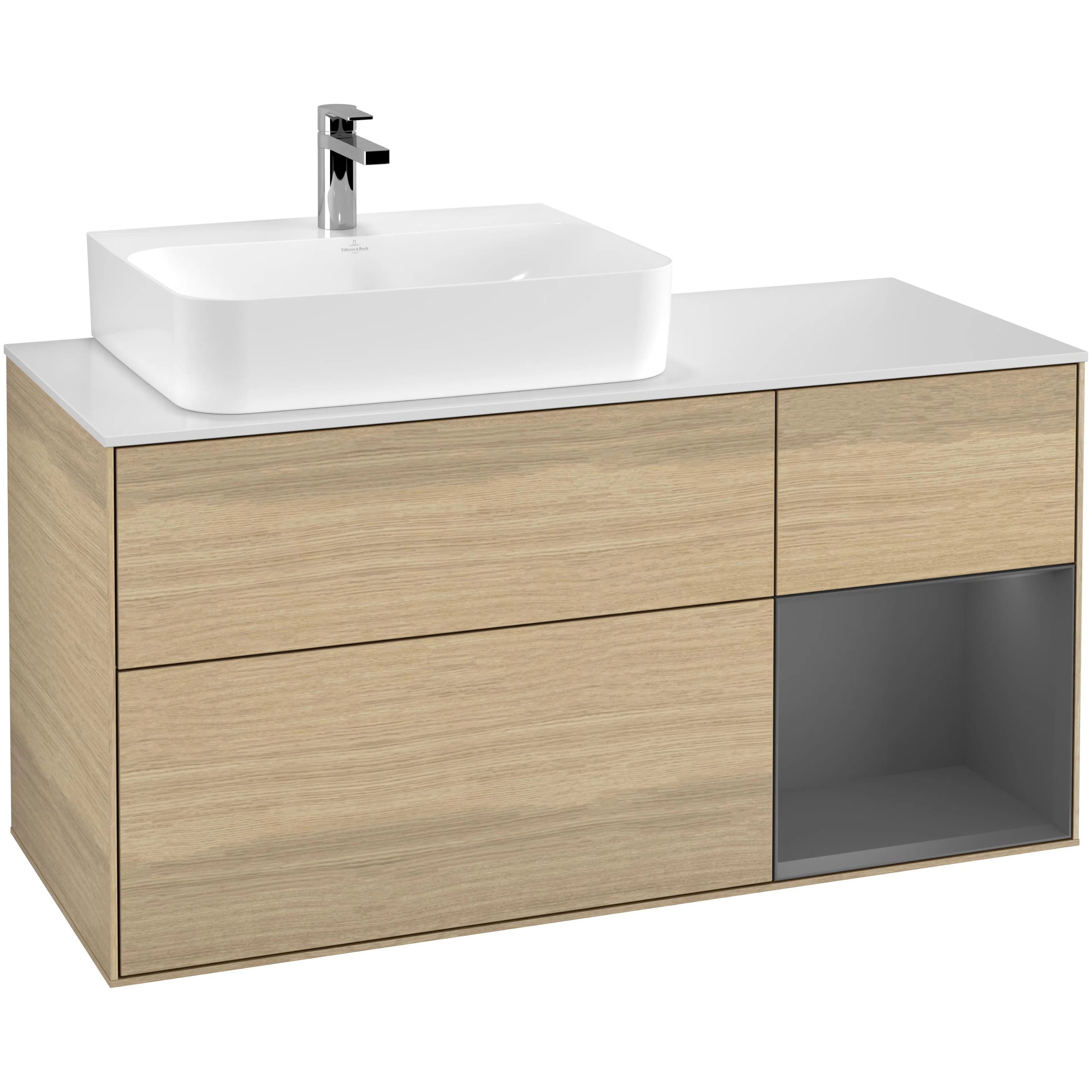 Tvättställsskåp Villeroy & Boch Finion med 3 Lådor Hylla och Bänkskiva för Ocentrerat Tvättställ