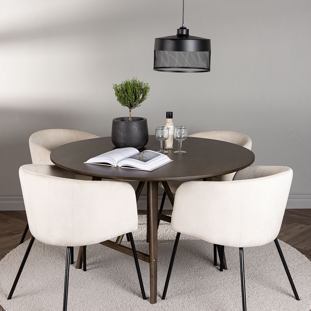 Matgrupp Venture Home Kaseidon Ø100 cm med 4 st Berit stolar