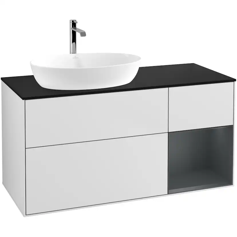 Tvättställsskåp Villeroy & Boch Finion med 3 Lådor Hylla och Bänkskiva för Ocentrerat Tvättställ från Artis & Collaro