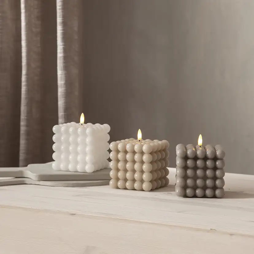 LEDBlockljus Flamme Dot Vit
