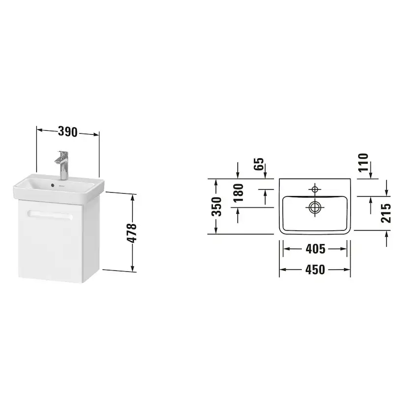 Möbelpaket No.1 450x350 mm Matt Vit, Höger