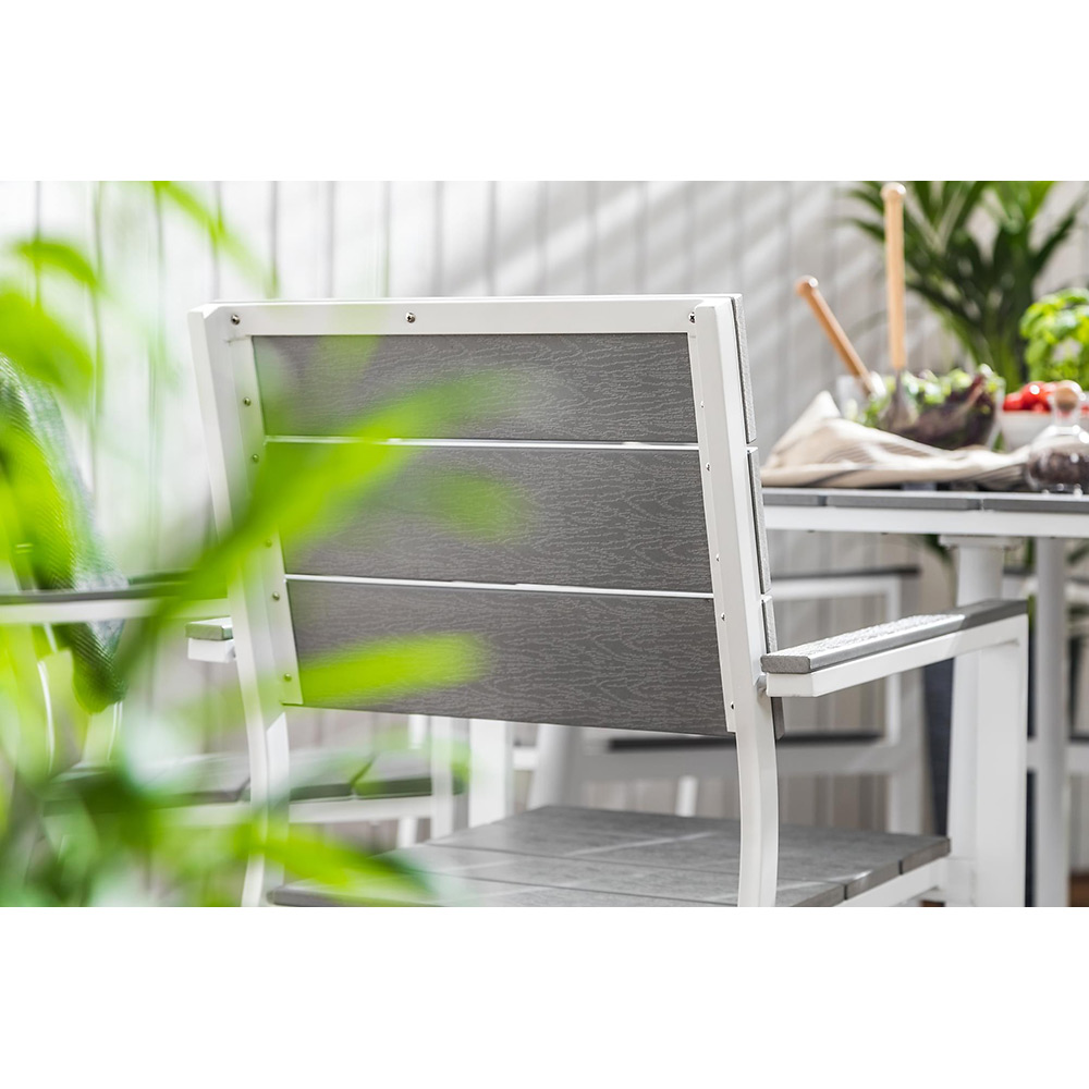 Matgrupp Utomhus Comfort Garden Tunis Rund 140 med 6 StapelTrädgårdsstolar Aintwood