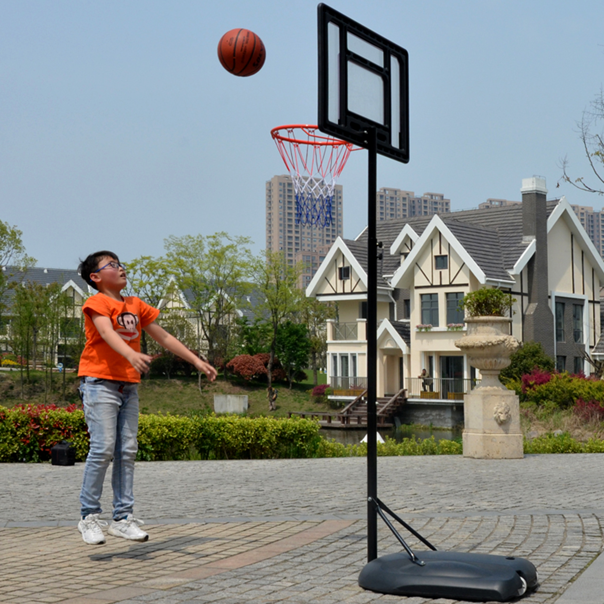 Basketställning Trekkrunner Jump Shot med Hjul & Justerbar Basketkorg 1,60-2,20m