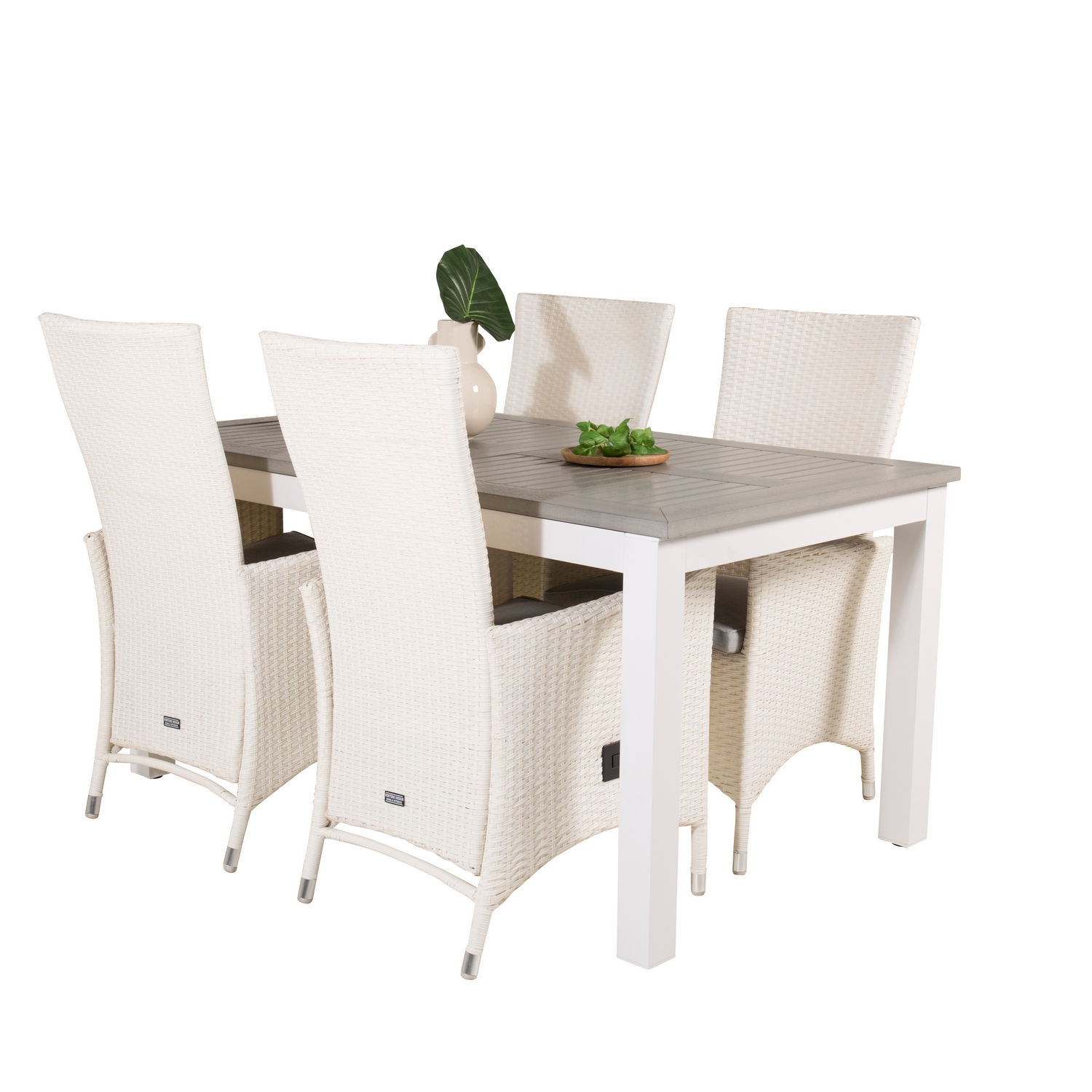 Albany Dining Table 152/210*90 - White Alu / Grey Aintwood+P Vit/Grå