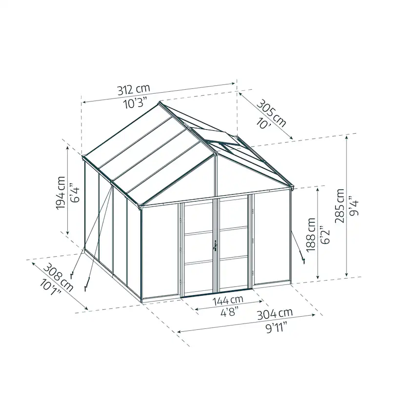 Canopia Aria Polykarbonat Växthus 9,4 m² Svart 9,4 m²
