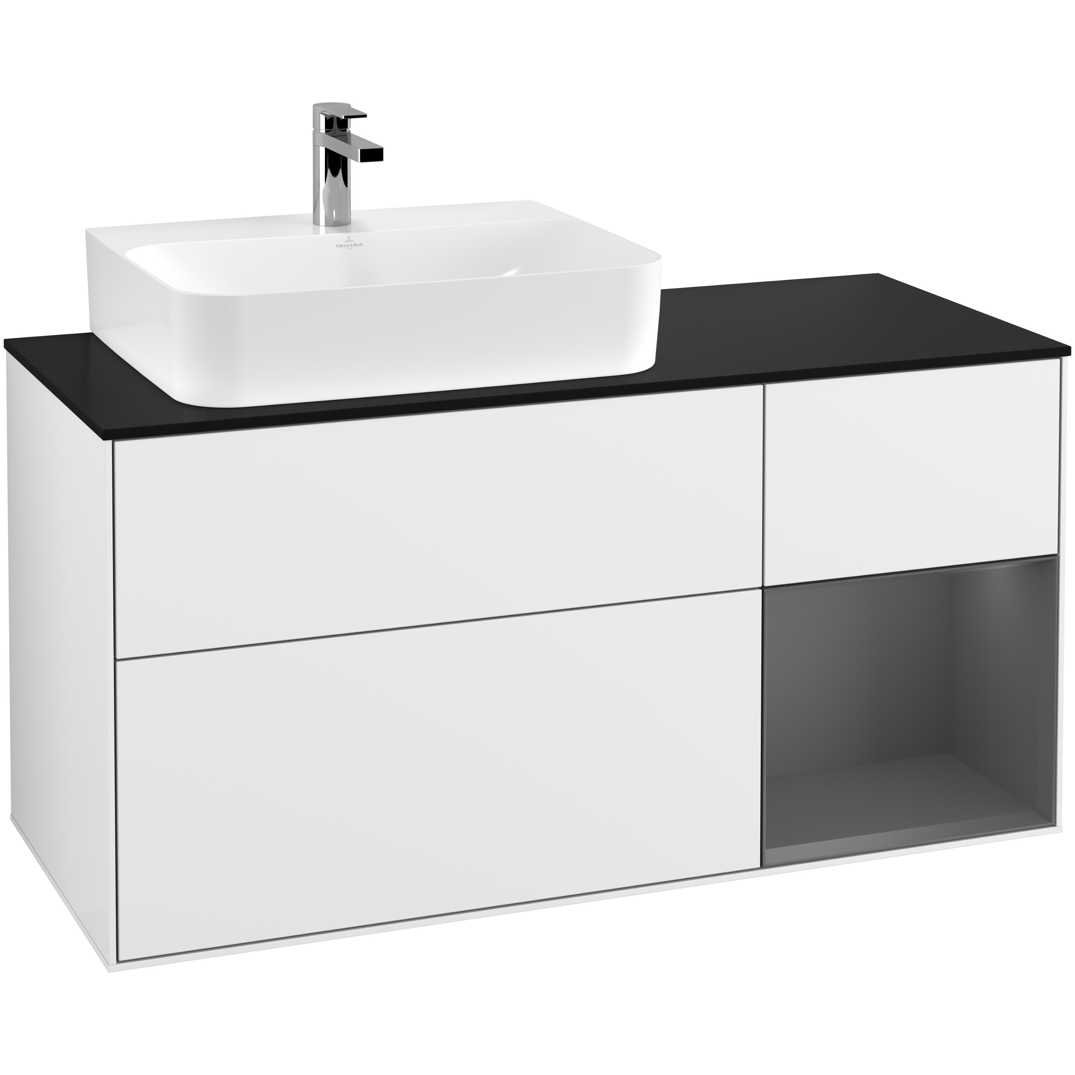 Tvättställsskåp Villeroy & Boch Finion med 3 Lådor Hylla och Bänkskiva för Ocentrerat Tvättställ