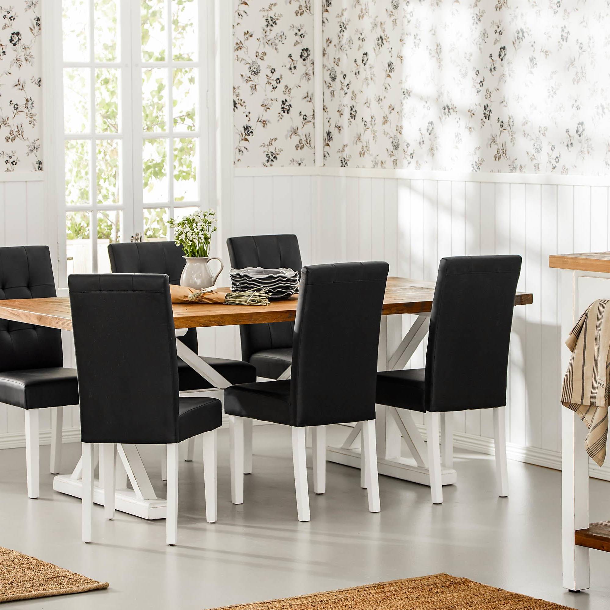 Matgrupp Bloomington Lyon Rektangulärt Matbord 200-290 cm Förlängningsbartt med 6 Viktor Matstol