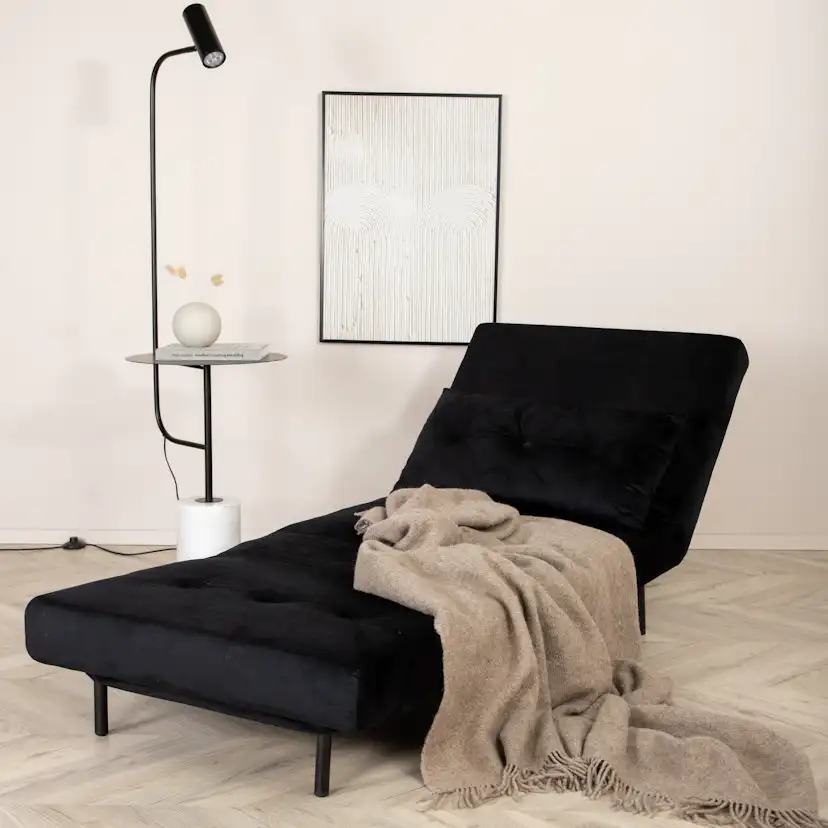 Vicky Folding Bed Single - Black / Black Velvet Svart