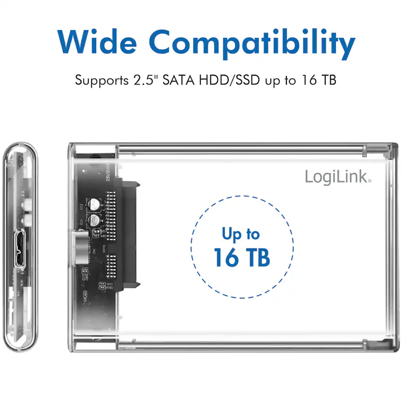 Hårdiskkabinett LogiLink 2,5 tum USB 3.0 Skruvfri Design