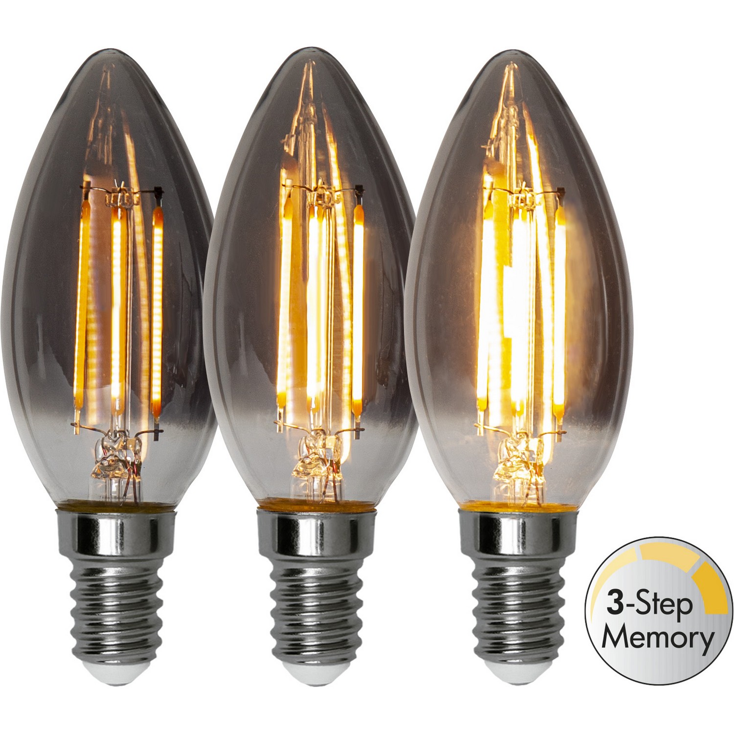 LED-Lampa Star Trading Soft Glow Smoke 3-step memory E14 C37