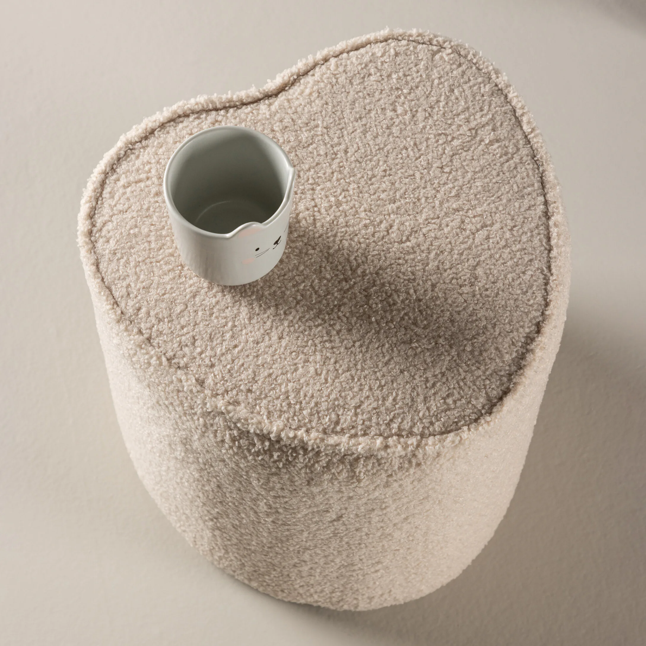 Heart Kids Pouf Pouf - Beige / Teddy FSC 100% Beige
