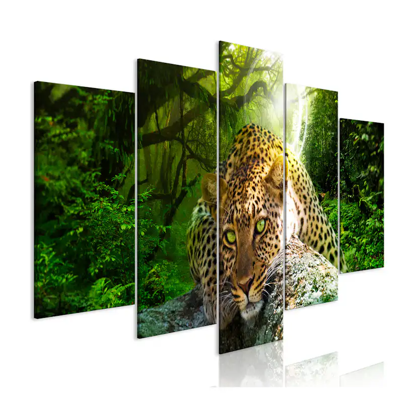 Tavla Arkiio Leopard Lying Green 5 delar