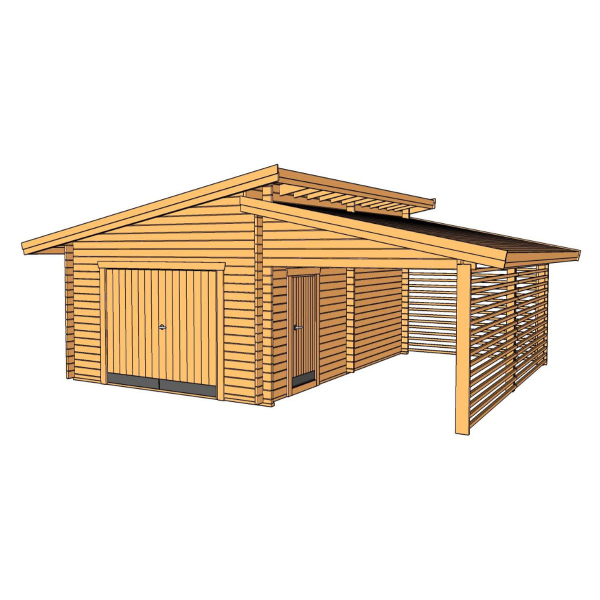 Garage Baseco Bergnäs 45 m² med Carport & Pulpettak