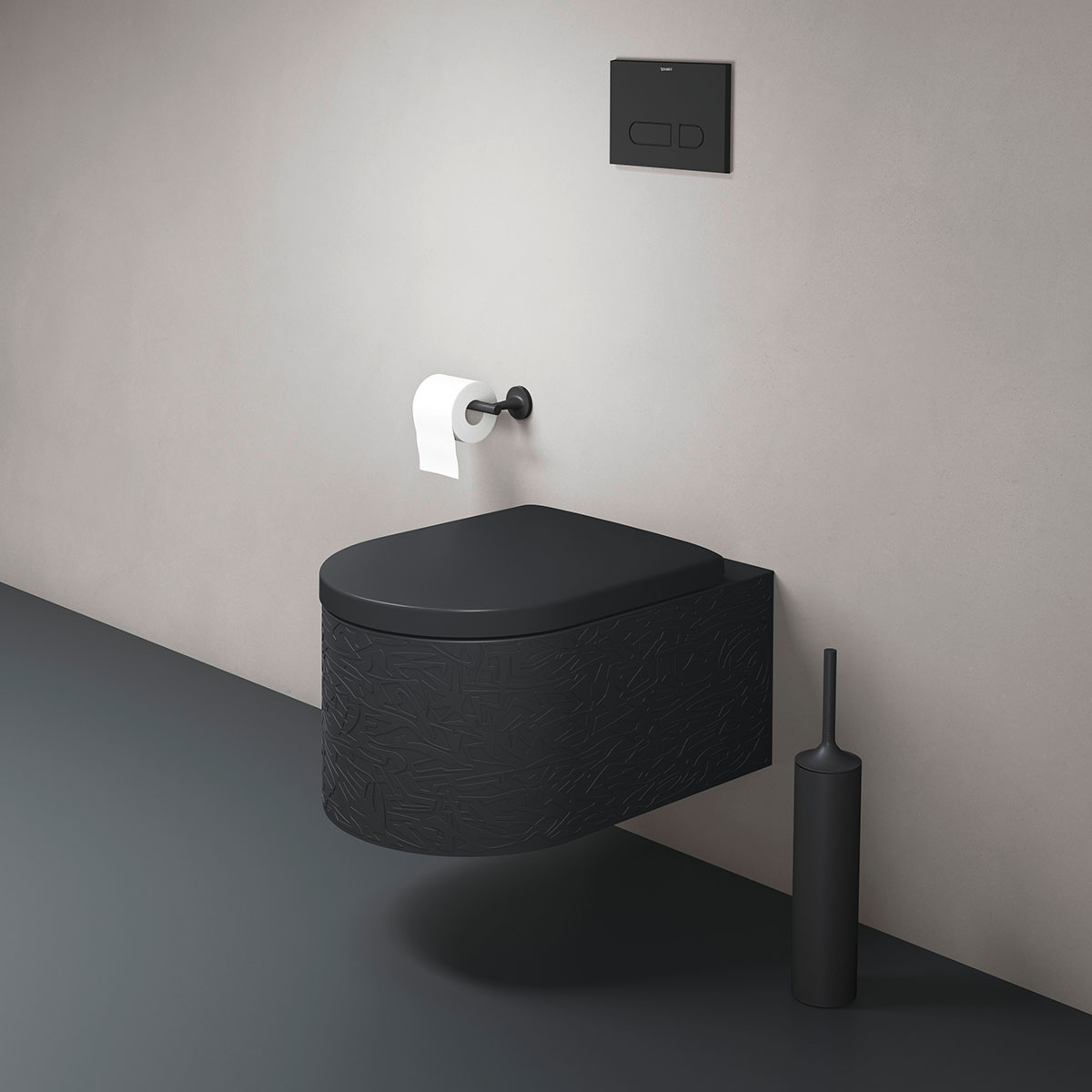 WC vägg, Ytterfärg Mörkgrå Matt 570 mm Mörkgrå