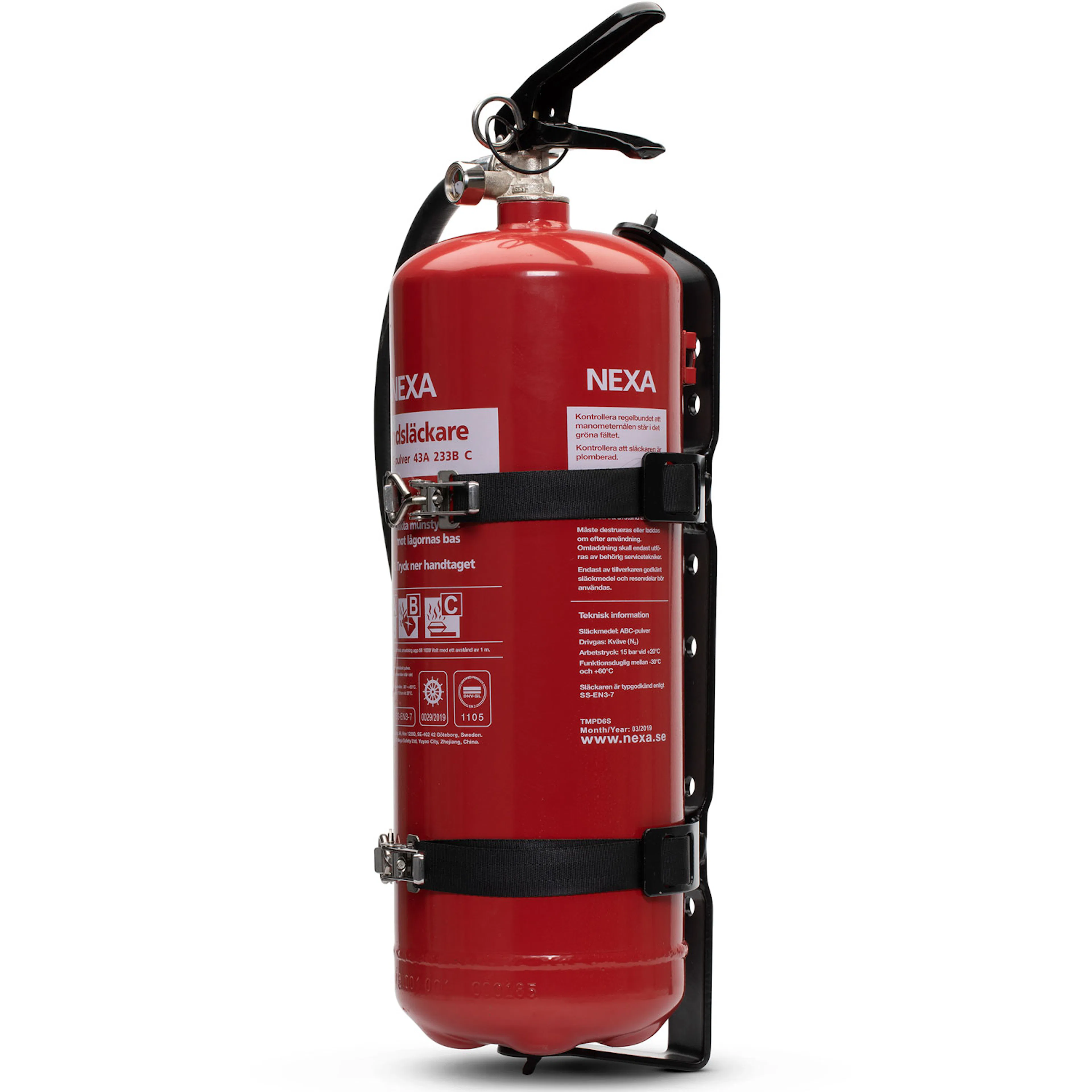 Brandsläckarhållare Nexa FH-006 för 6kg Pulversläckare - Svart