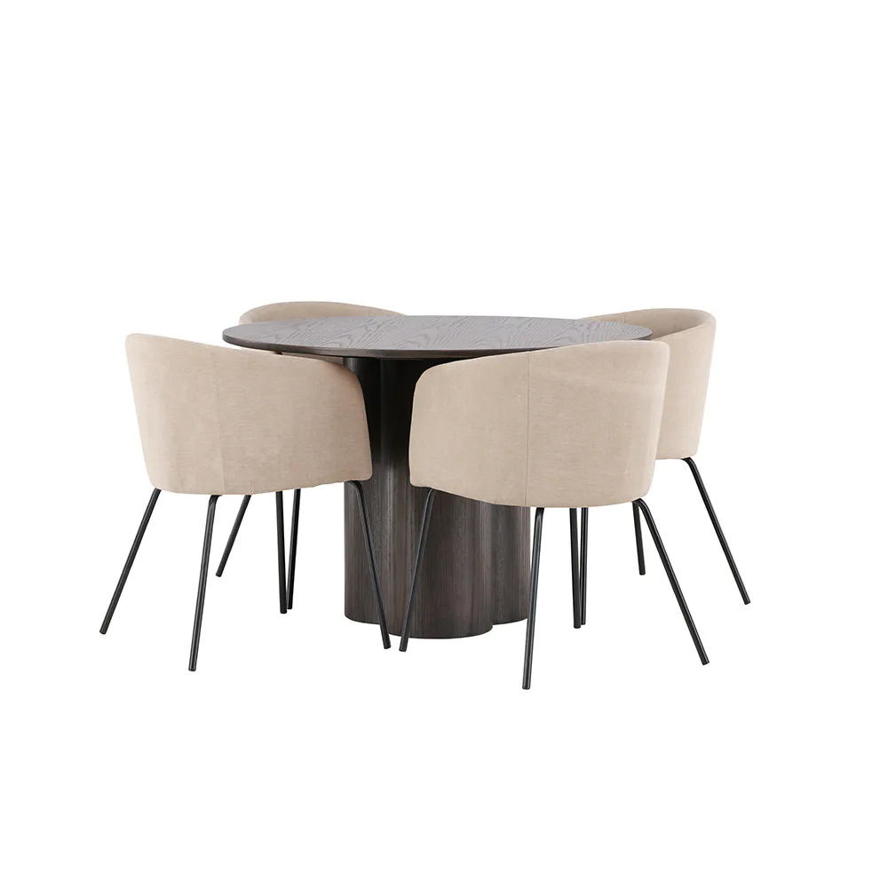 Matgrupp Venture Home Olivia Ø 110 cm med 4 Berit Stolar
