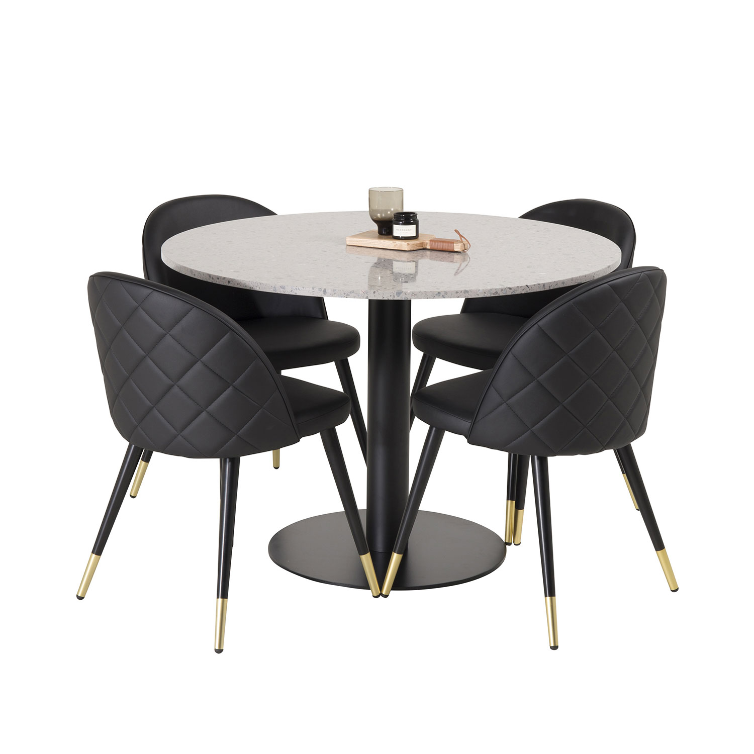 Matgrupp Venture Home Razzia med 4 Velvet stolar Skinn