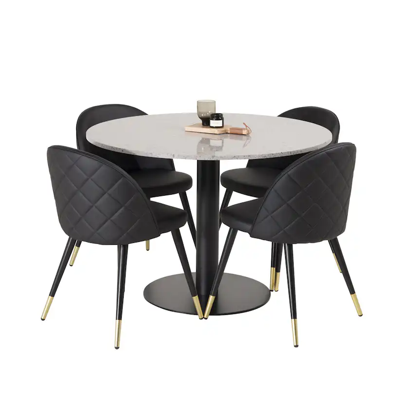 Matgrupp Venture Home Razzia med 4 Velvet stolar Skinn