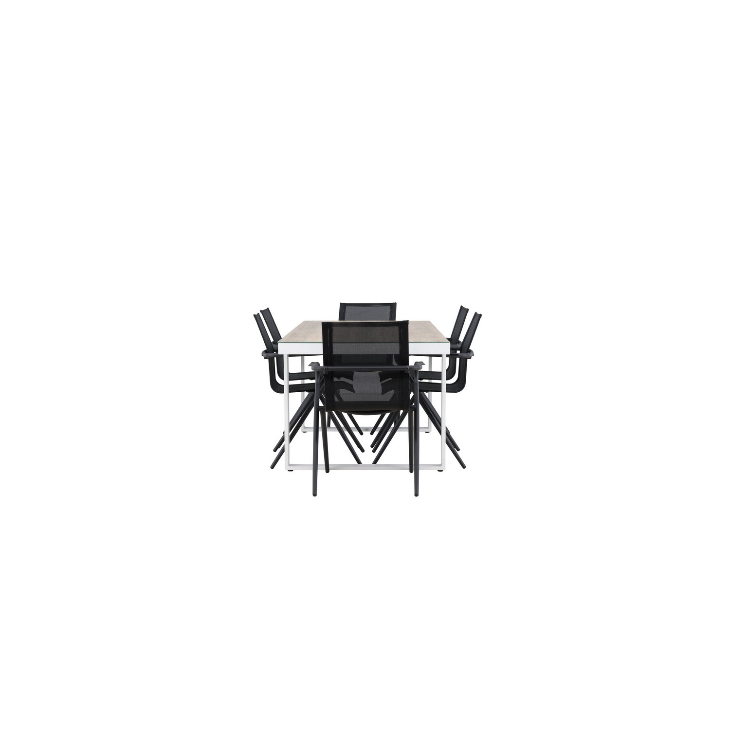 Merlo Dining Table - White/Whitewash +Alina Dining Chair - B Trädgårdsgrupp Venture Home Merlo med 6 Alina Stolar