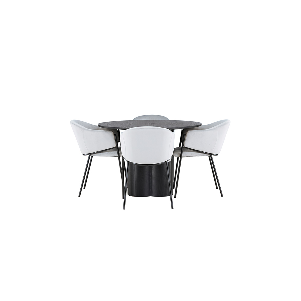 Matgrupp Venture Home Olivia Ø110 cm med 4 st Evelina stolar