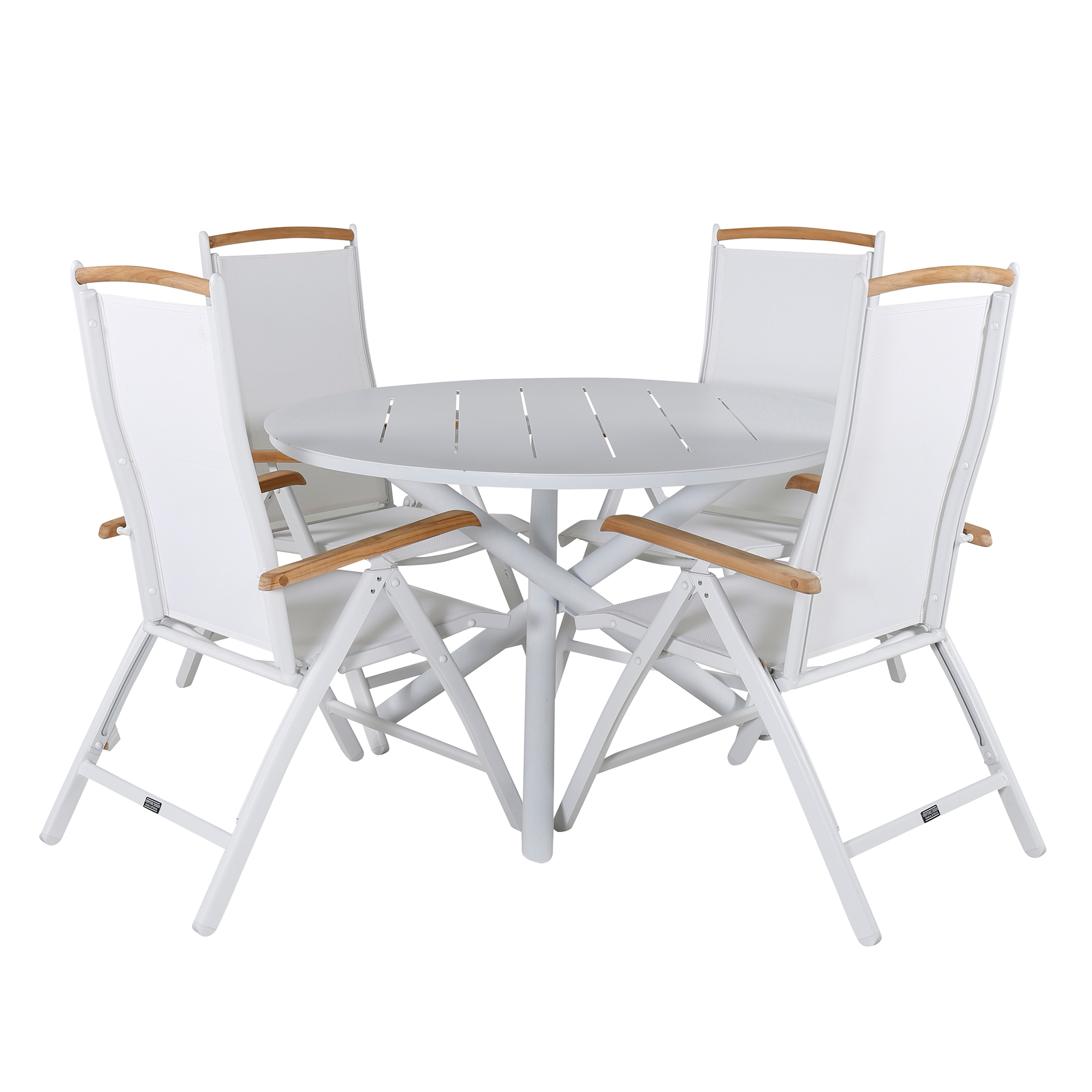 Alma Dining Table - White Alu - ø120cm+Panama 5:pos Chair - Vit