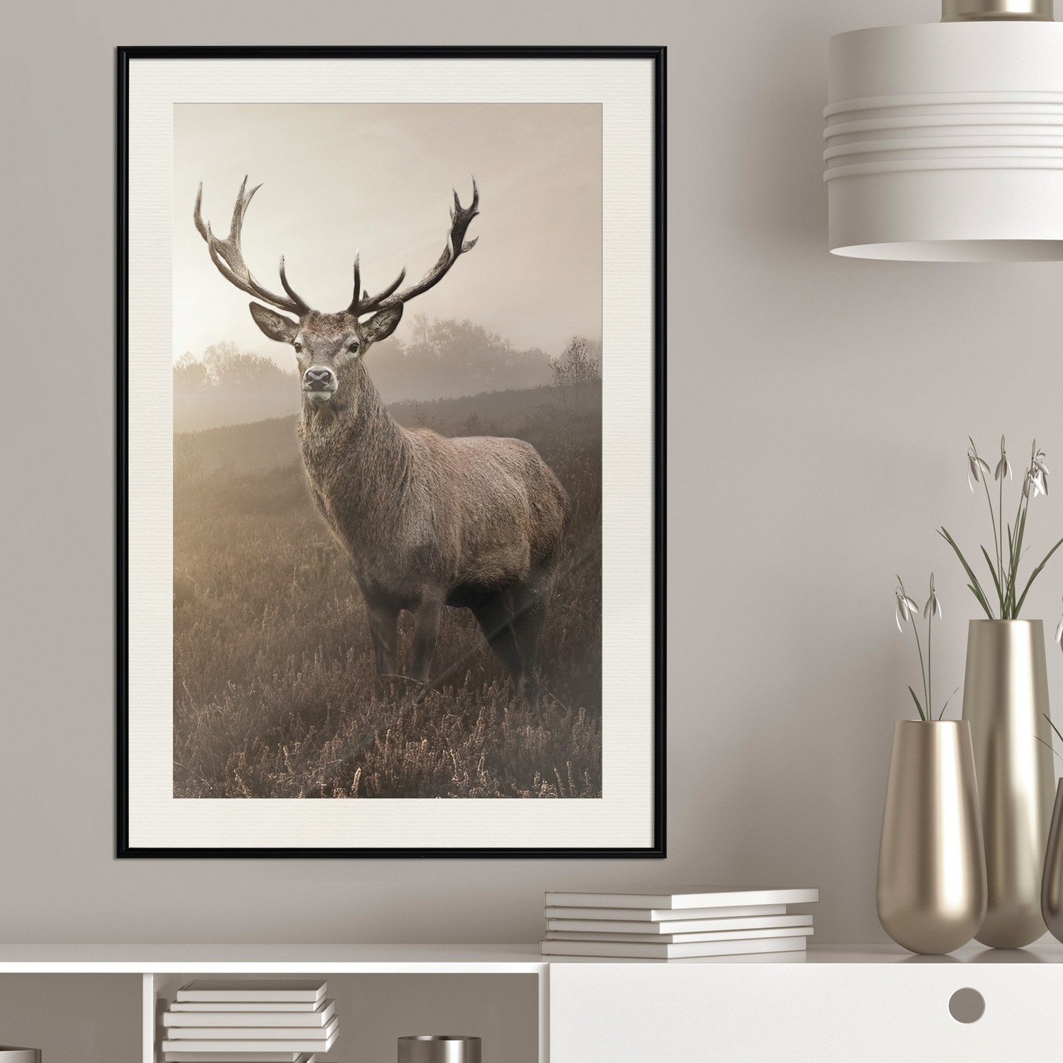 Poster Artgeist Affisch Deer in Sepia