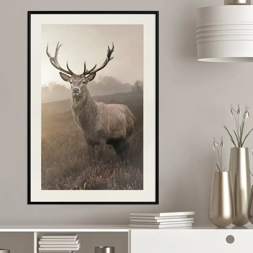 Poster Artgeist Affisch Deer in Sepia