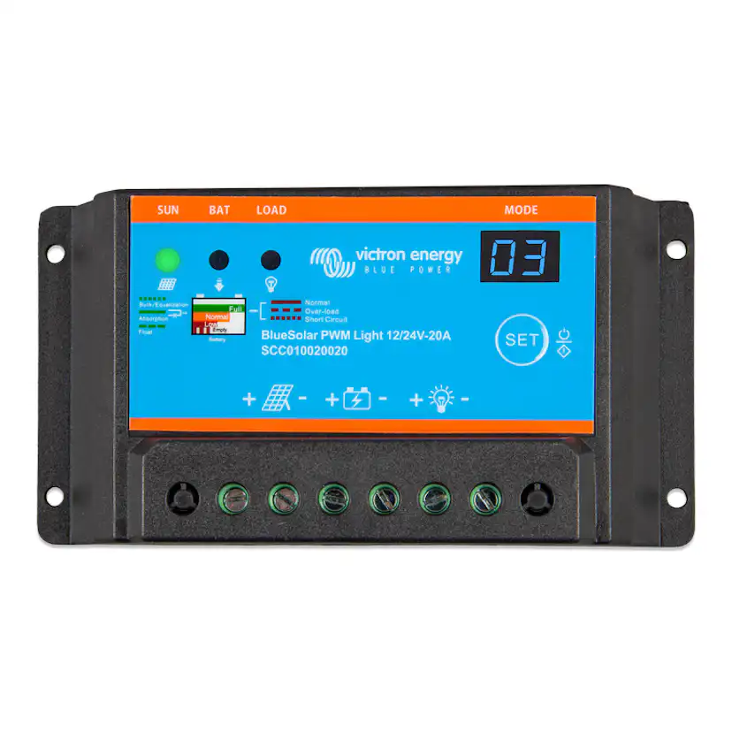 Solcellsregulator Victron BlueSolar PWM-Light 12/24V-20A PWM, Light 12/24V-20A