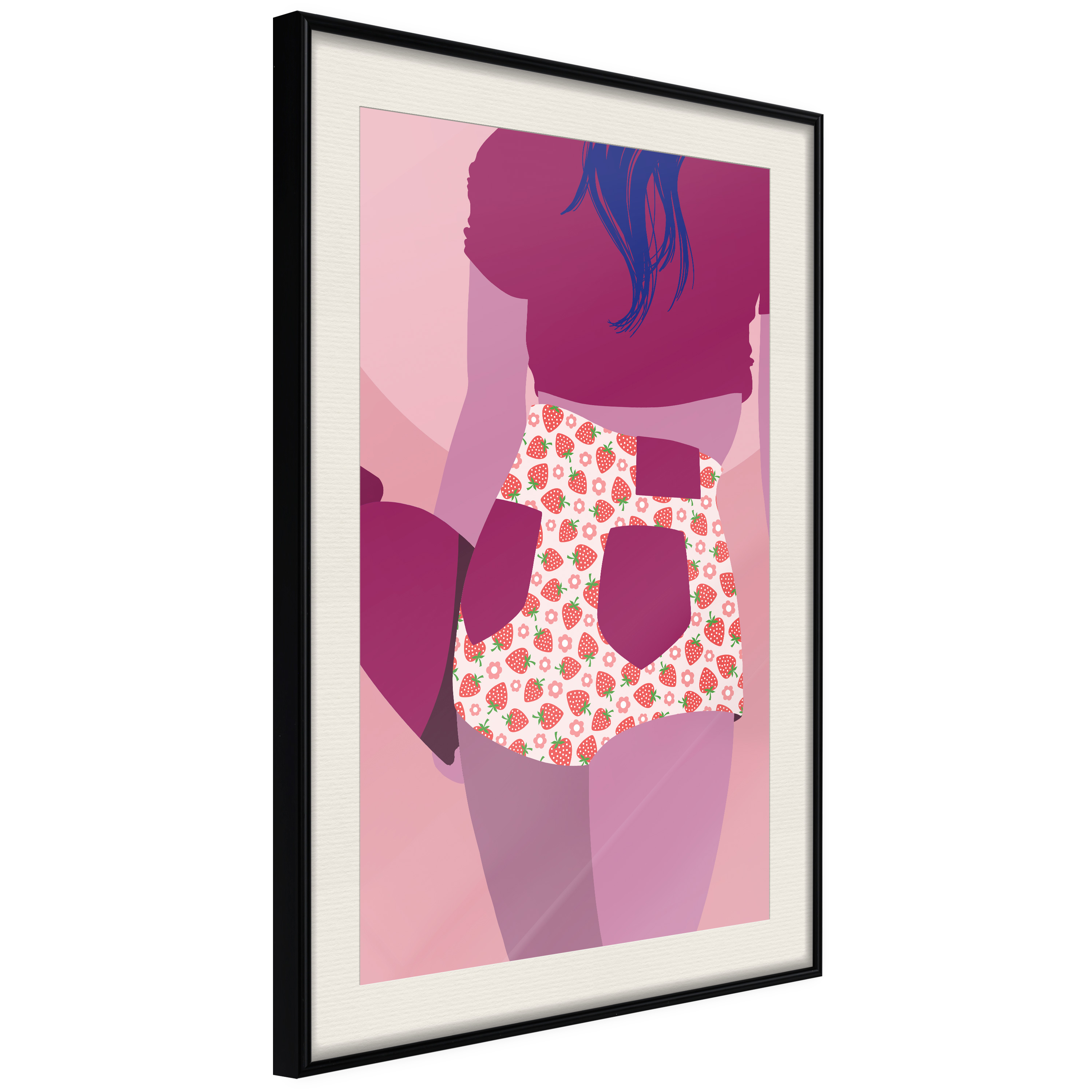 Affisch - Strawberries Shorts [Poster] 20x30 Svart ram med passepartout, 20x30 cm