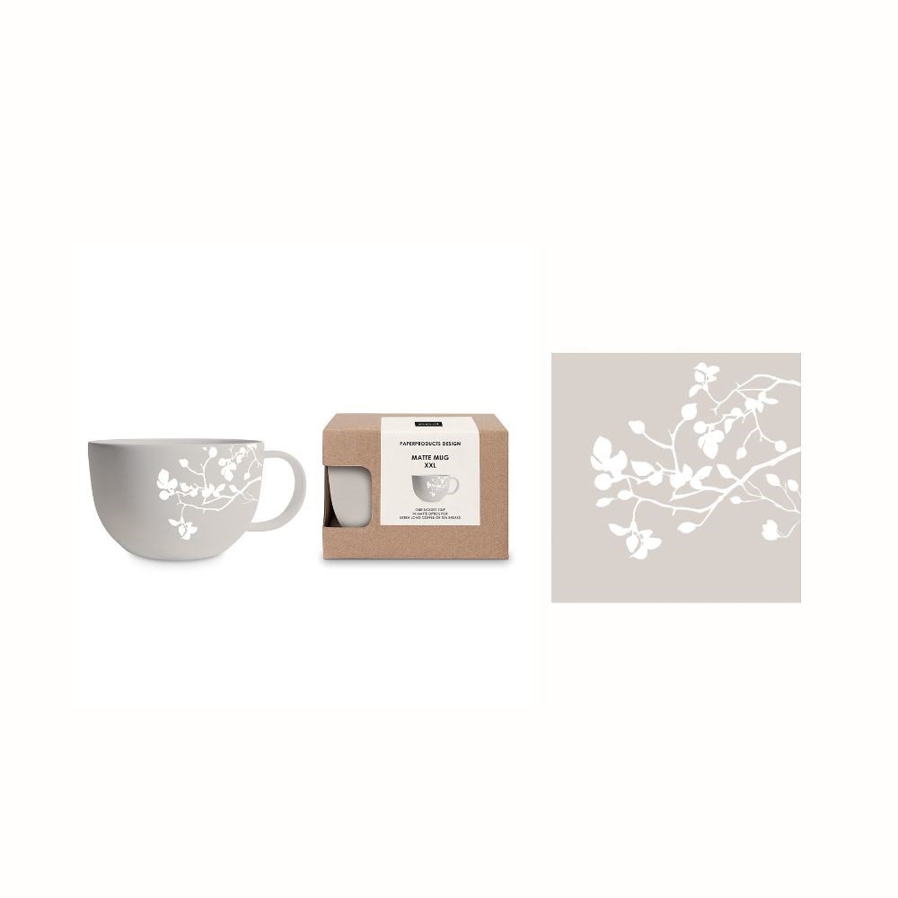 Gåvoset Paperproducts Design Pure Branch Mugg 55 cl + Servett Taupe