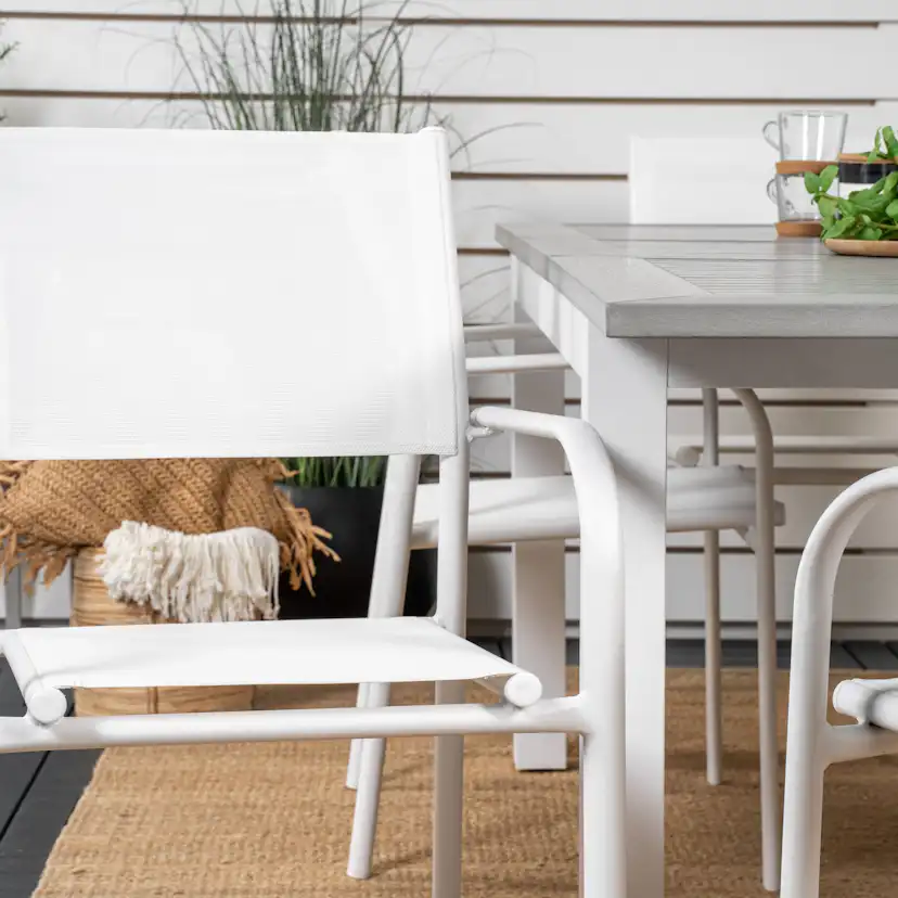 Albany Dining Table 152/210*90 - White Alu / Grey Aintwood+S Vit/Grå