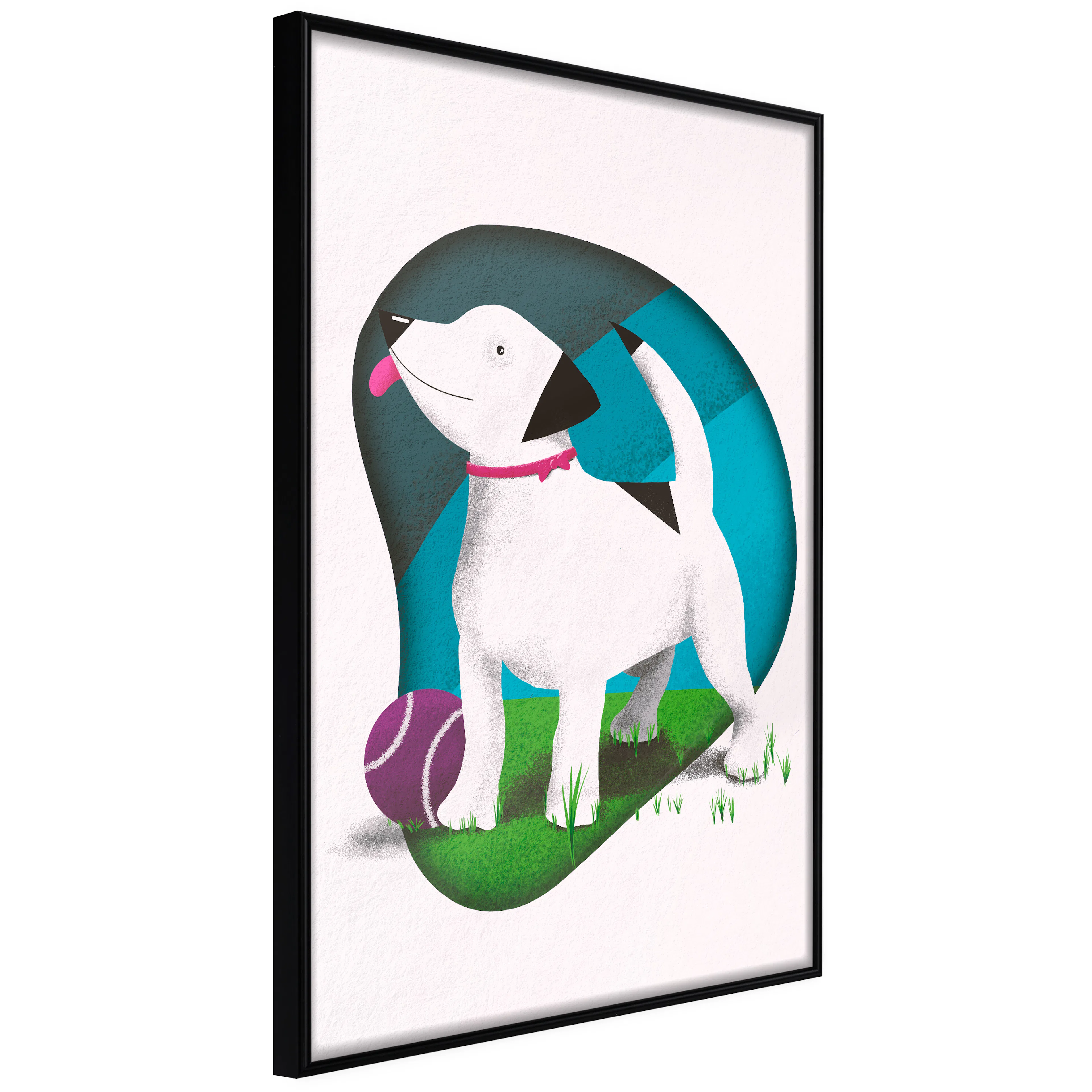 Affisch - Dog and Ball [Poster] 20x30 Svart ram, 20x30 cm