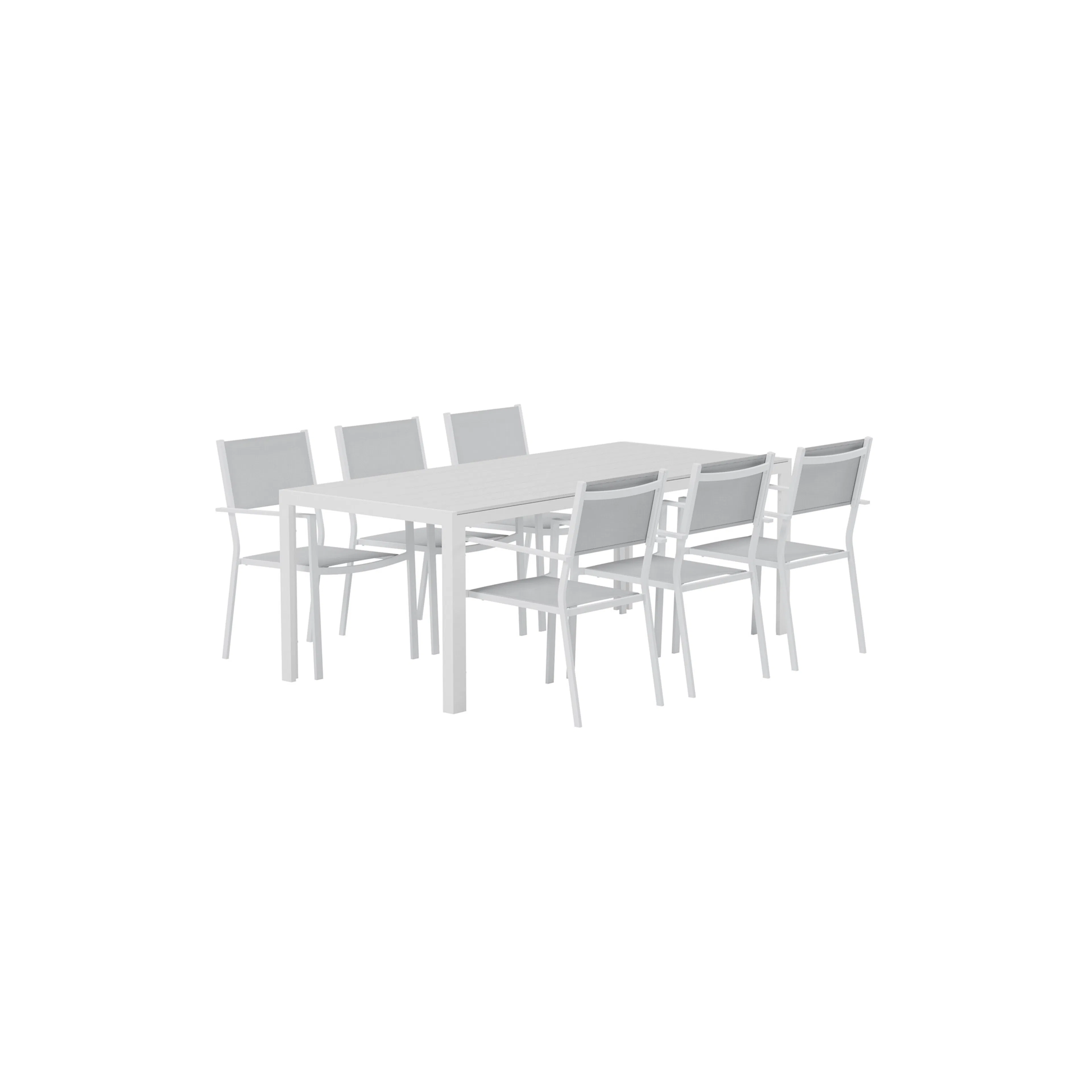 Break Table - White with 6 Copacabana Chair - Grey Färg: Vit/Grå
