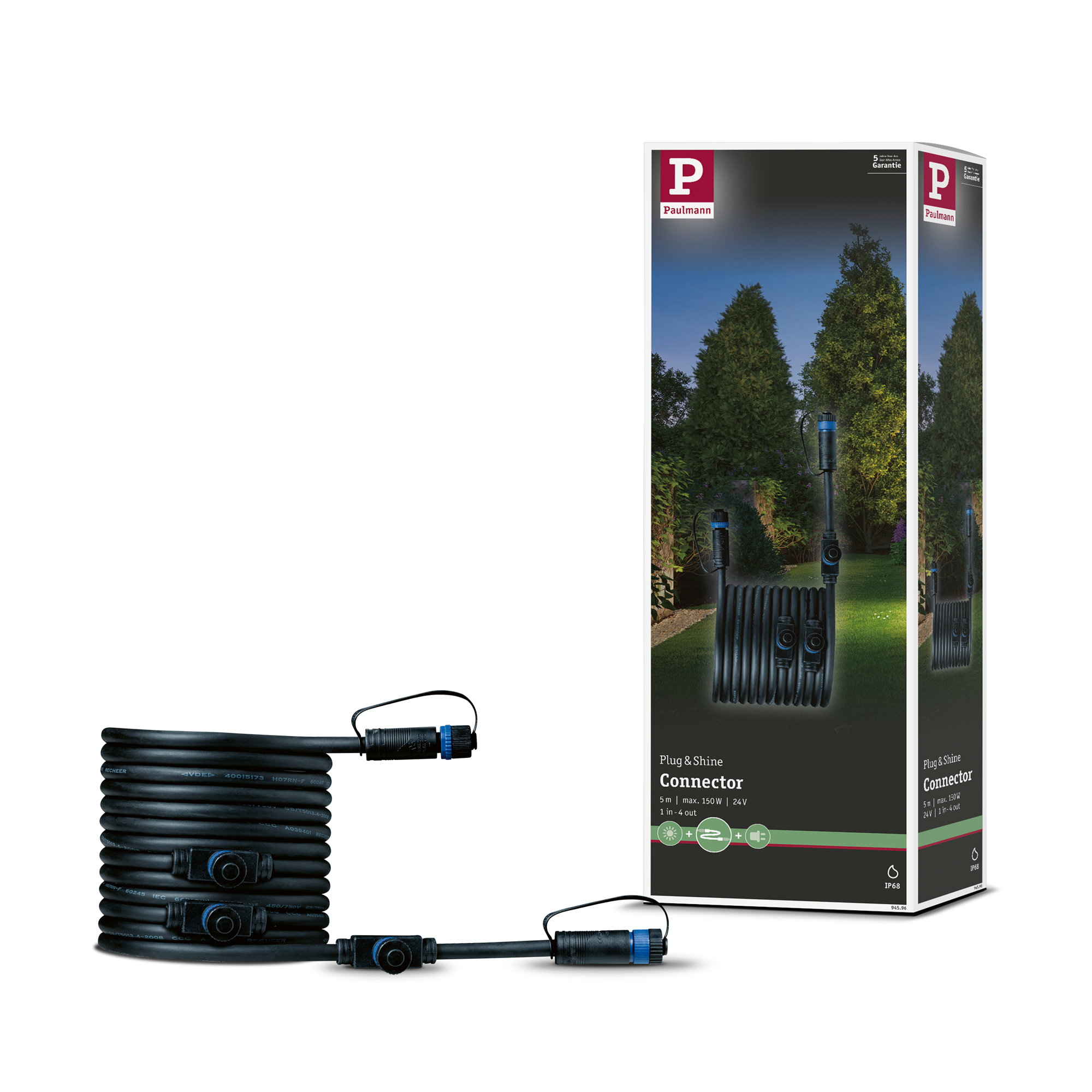 Anslutningskabel Paulmann Plug & Shine IP68 max. 150W 1in-4ut