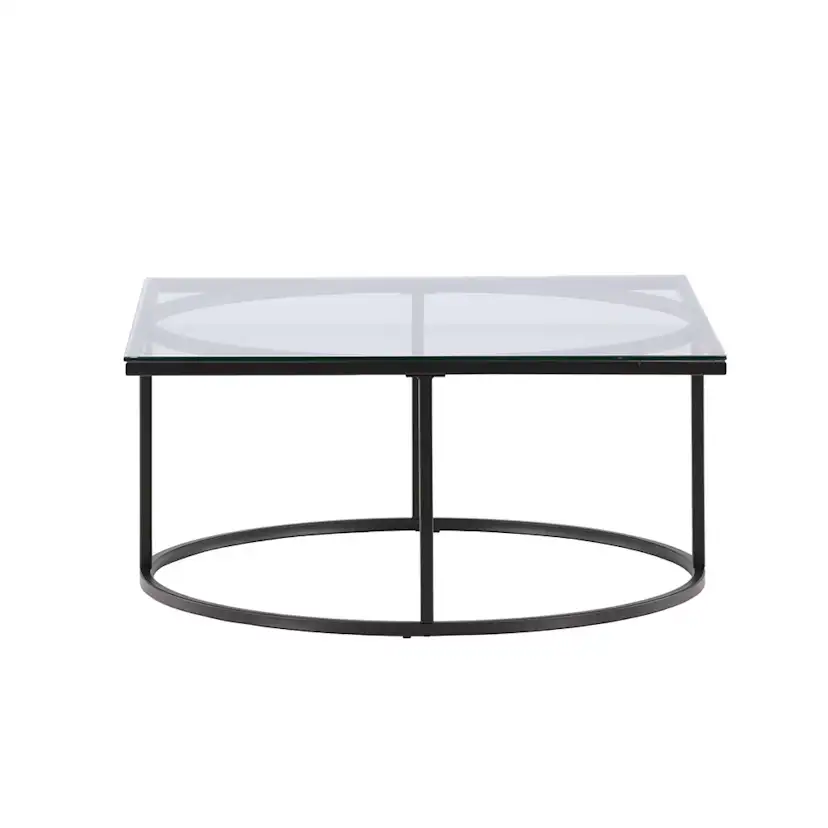 Soffbord furniture/fashion Skanör Rektangulärt Vardagsrumsbord i Glas/Stål 90x90cm
