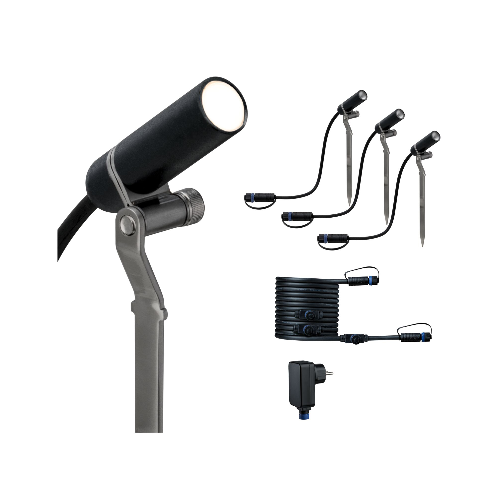 Spotlight Paulmann Plantini Plug & Shine LED IP65 24V 3-pack med Kabel och Transformator