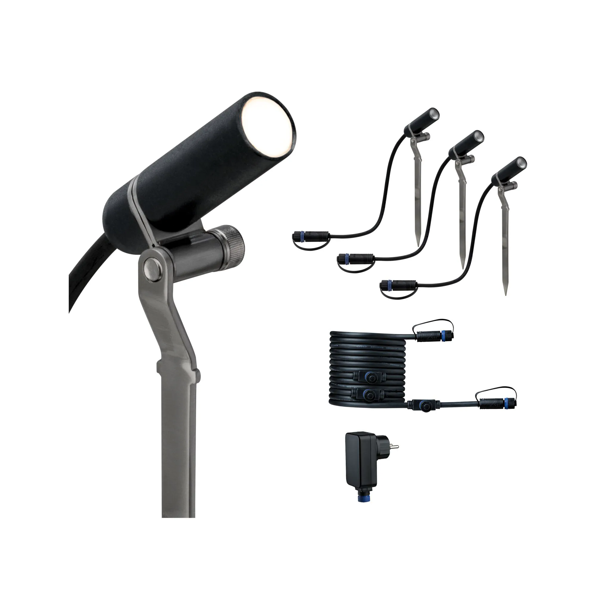 Spotlight Paulmann Plantini Plug & Shine LED IP65 24V 3-pack med Kabel och Transformator