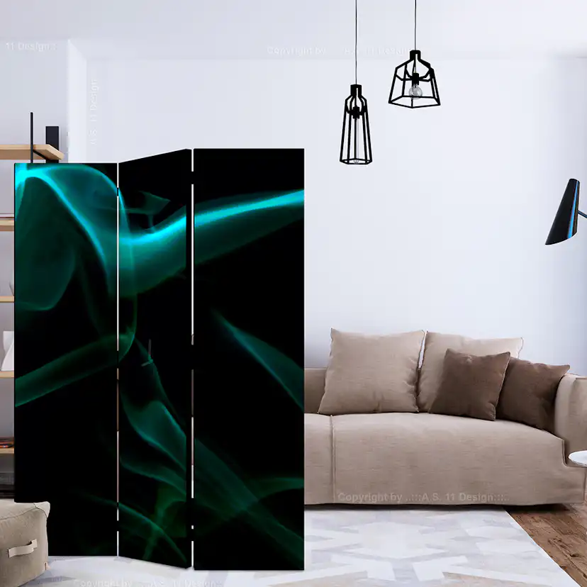 Rumsavdelare Skärmvägg Arkiio Blue Smoke Waves 135x172 cm