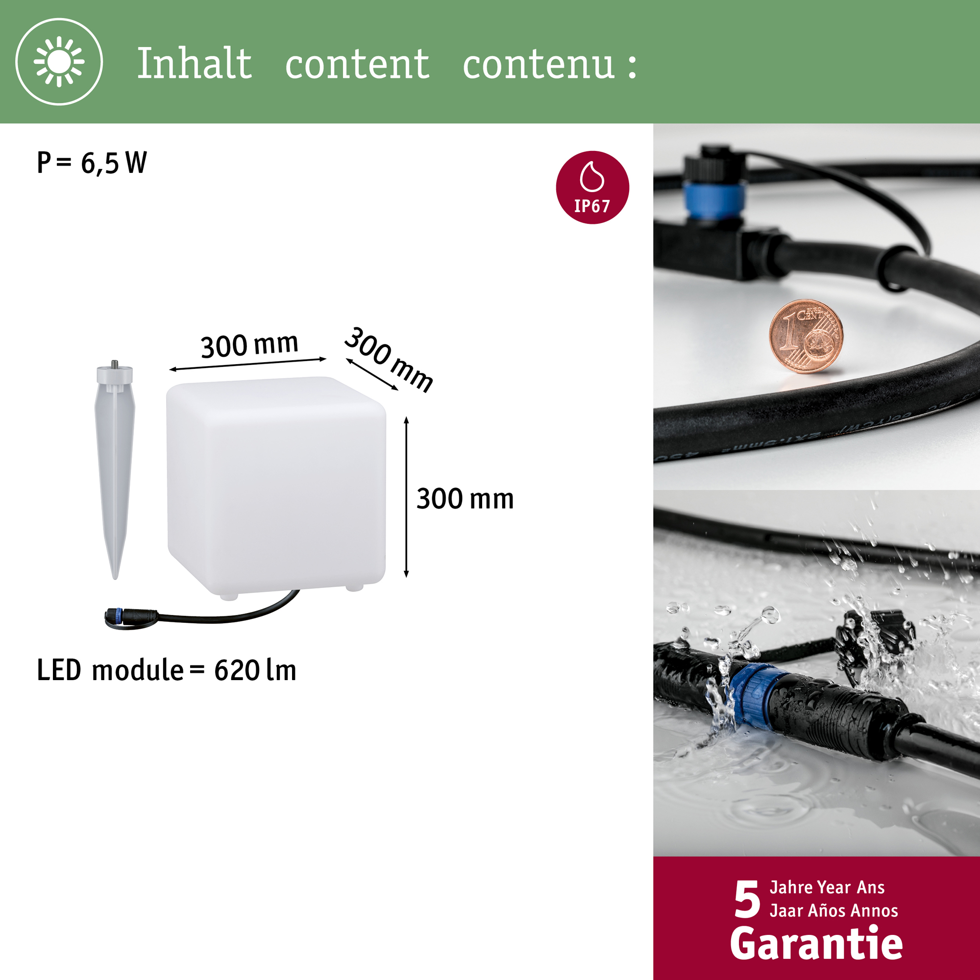 Dekorationsljus LED Paulmann Cube Plug & Shine IP67 24V