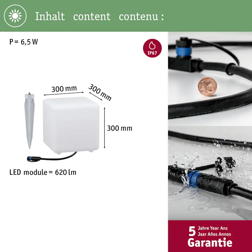 Dekorationsljus LED Paulmann Cube Plug & Shine IP67 24V