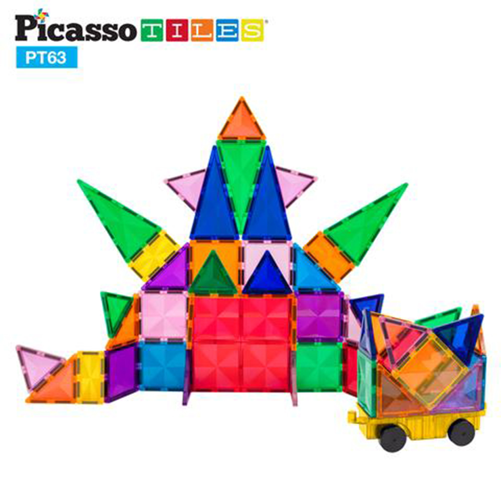 Magnetplattor Picasso Tiles 63 Bitar Med Bil