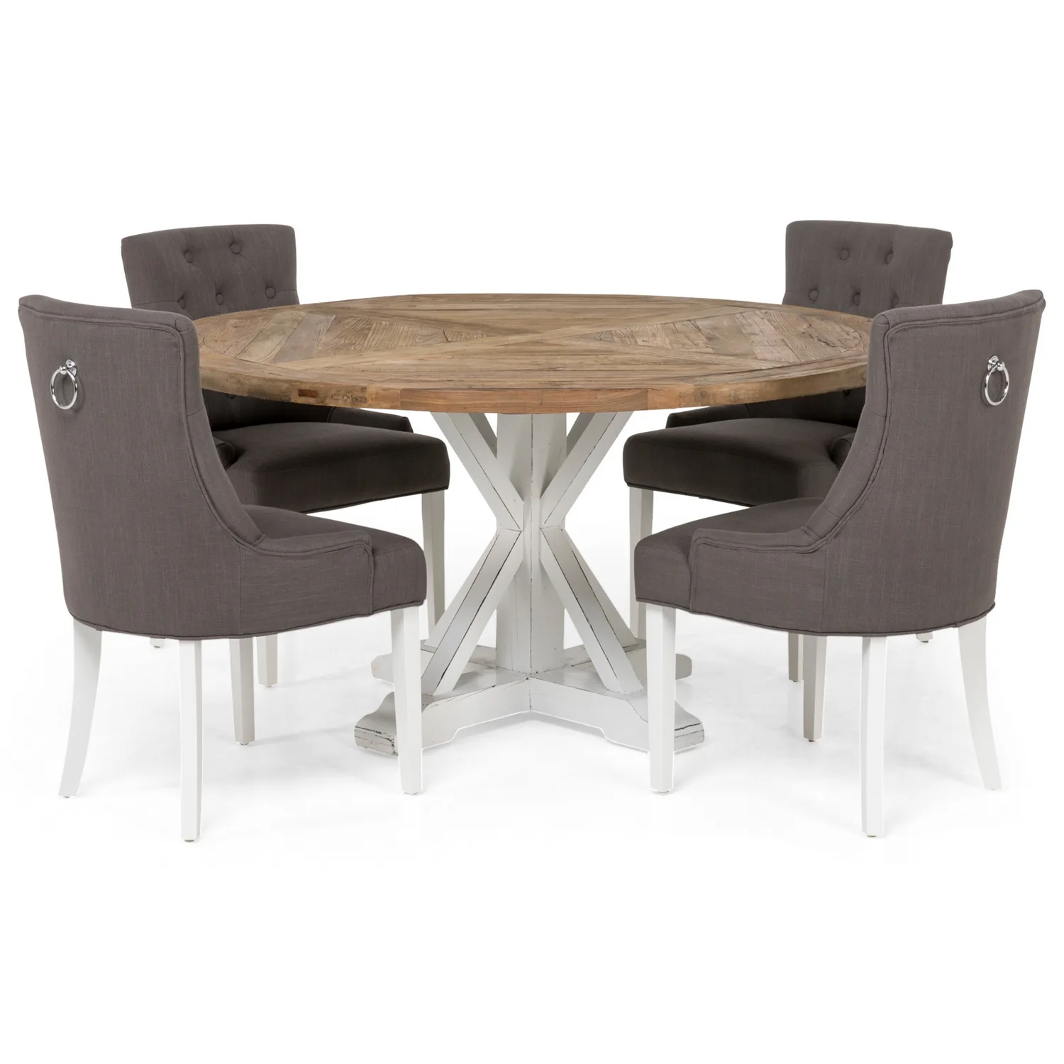 Matgrupp In Living Lyon Ø150 cm Rund Natur/Vit med 4 st Viktoria Stolar