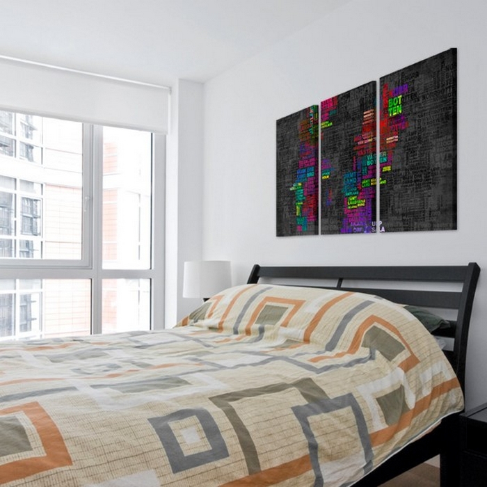 Tavla Arkiio Karta Över Sverige Färgade Namn Städer Triptych